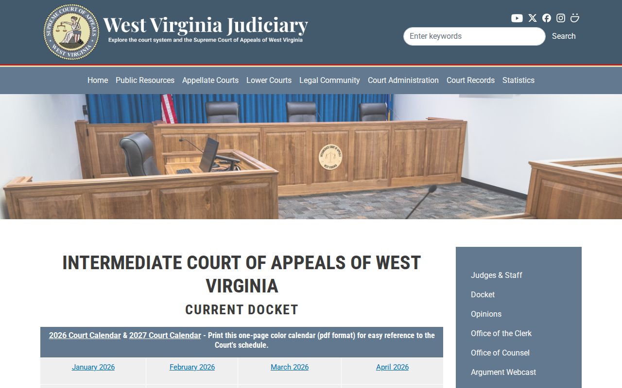 Webster County court calendar research using ICA controls