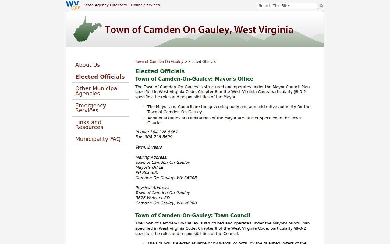 Camden-on-Gauley court docket town office record route
