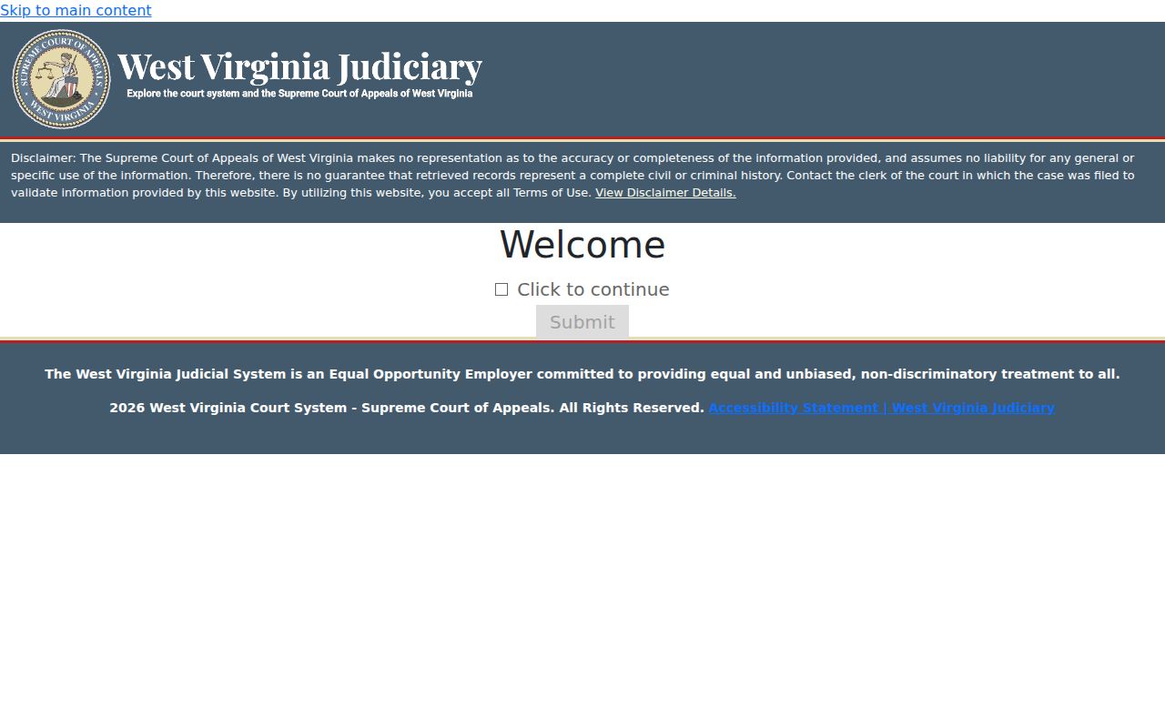 Webster County case search terms and disclaimer gate